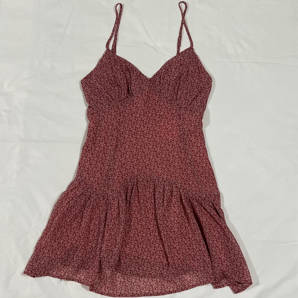 Storia pink red floral light weight summer dress L Large NWT